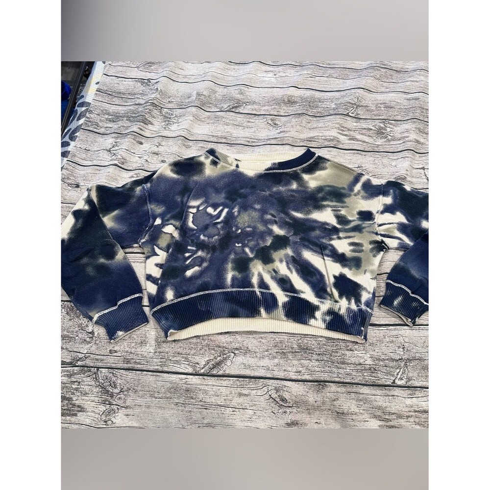 NATURAL LIFE Tie Dyed Crewneck Cropped Sweater; 100% Cotton Size XL